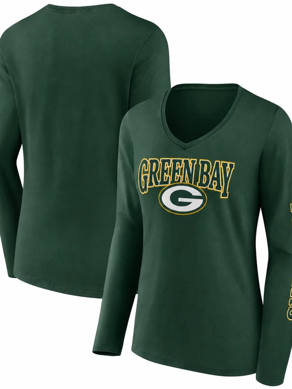 Fanatics Green Bay Deep Green V-Neck Long Sleeve Top